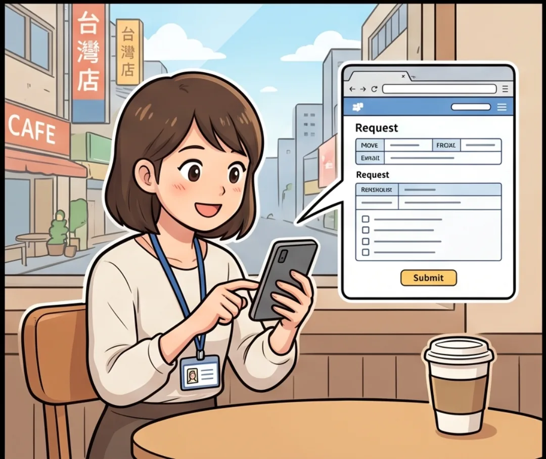 員工用手機送出補打卡申請，補說明昨天忘記打下班卡
